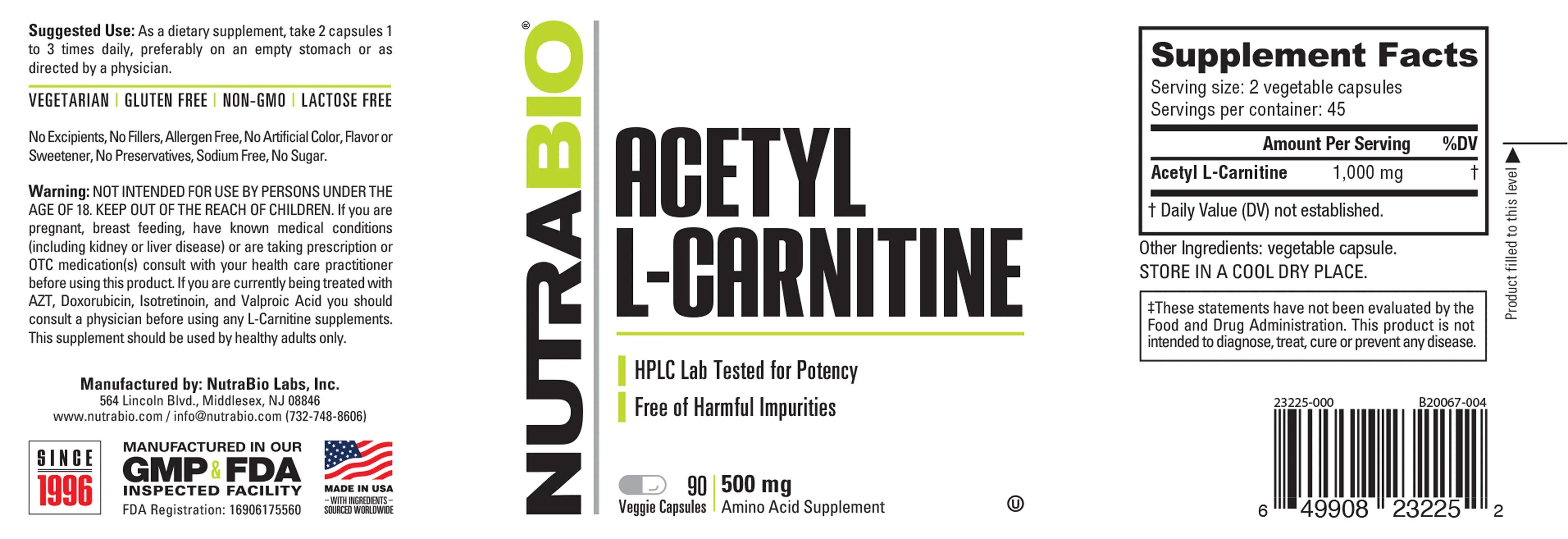 NutraBio | Acetyl L-Carnitine