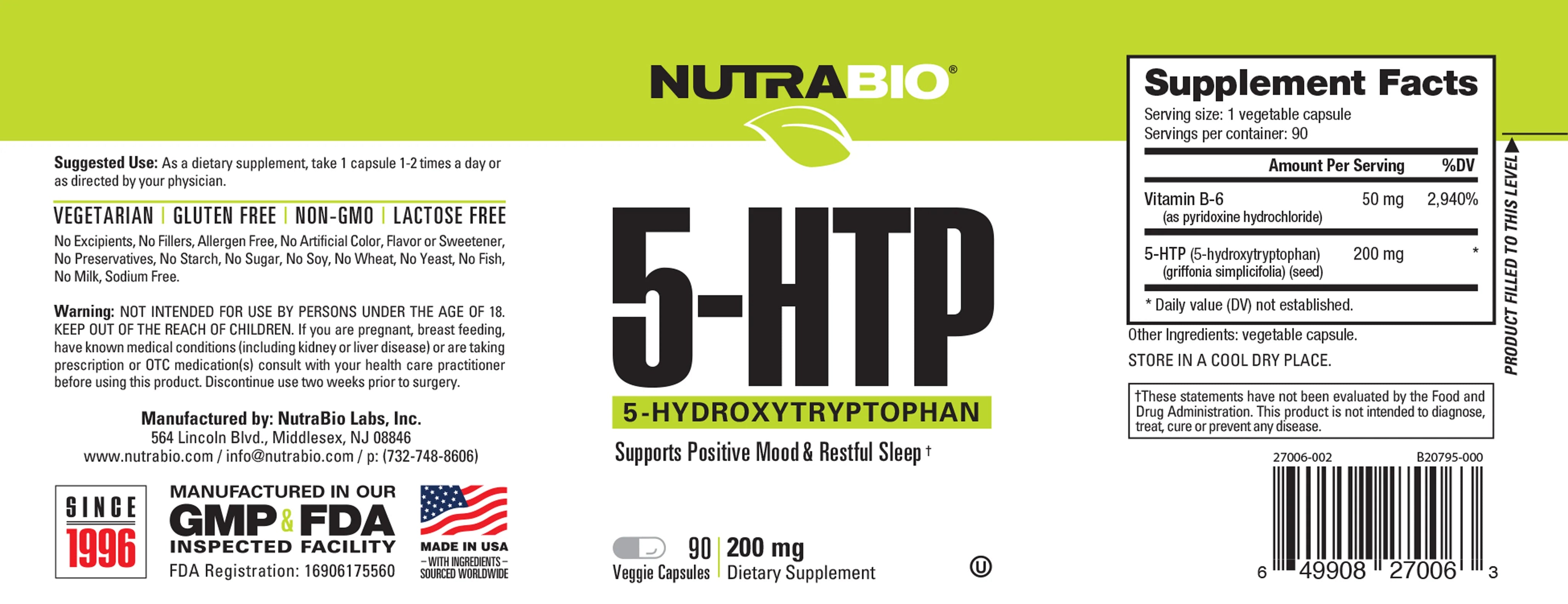 Nutra Bio | 5-HTP | Positive Mood & Restful Sleep