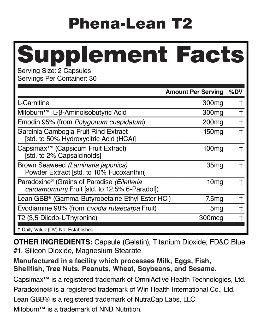 Phena Lean T2 Fat Burner Capsules 30 Servings - Flavor Options | Nutrastop