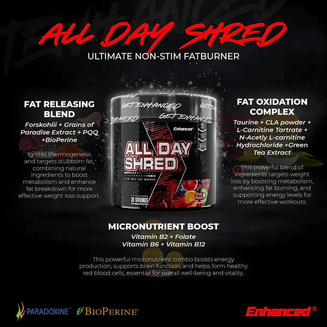 Enhanced | All Day Shred | Stim Free Fat Burner Powder