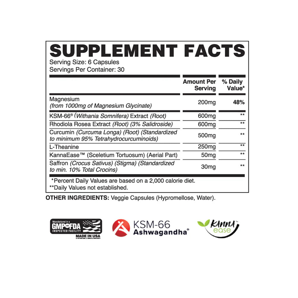 Apollon Chill Pills Stress Relief Formula Capsules 30 Servings Supplement Facts - For High-stress professionals | Nutrastop