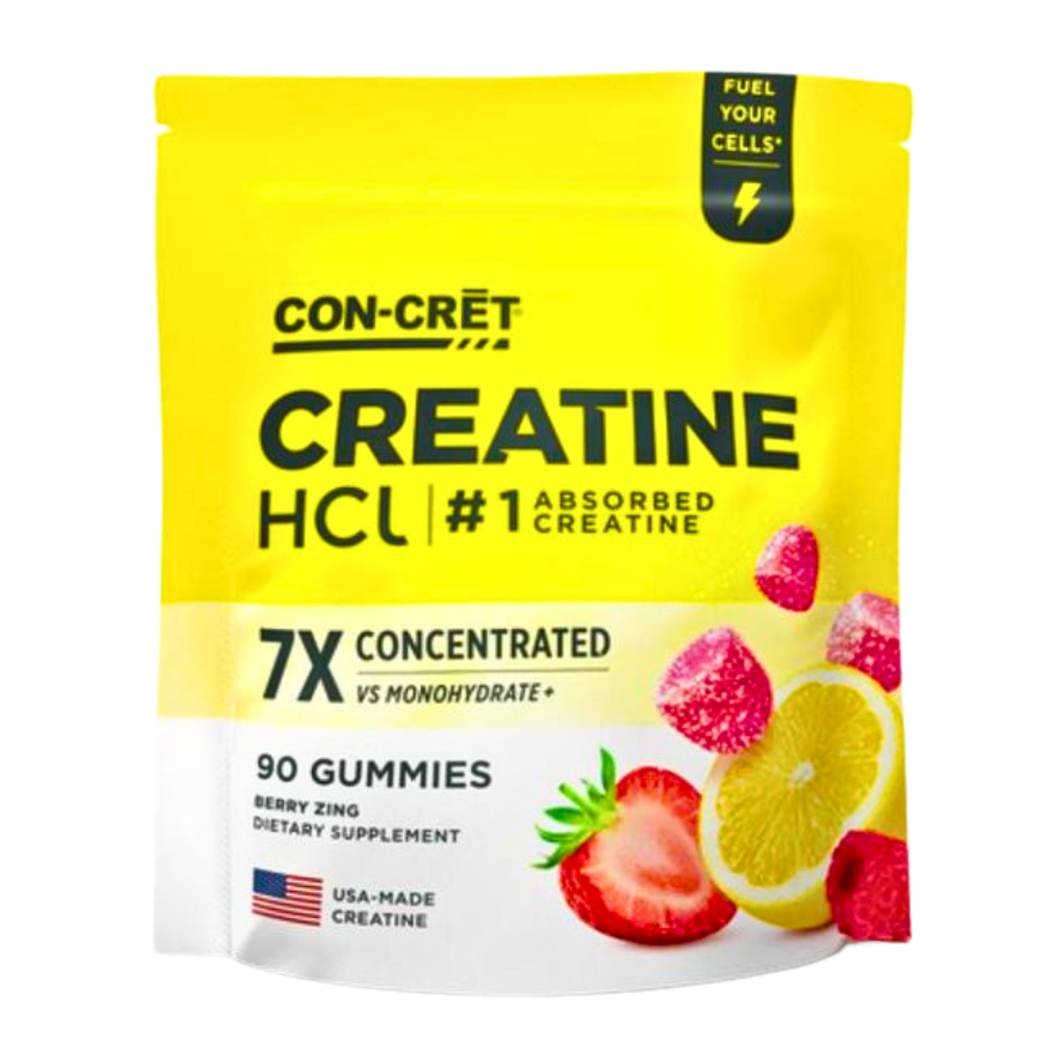 CON-CRET | Creatine HCl Gummies | Berry Zing | 90 Gummies