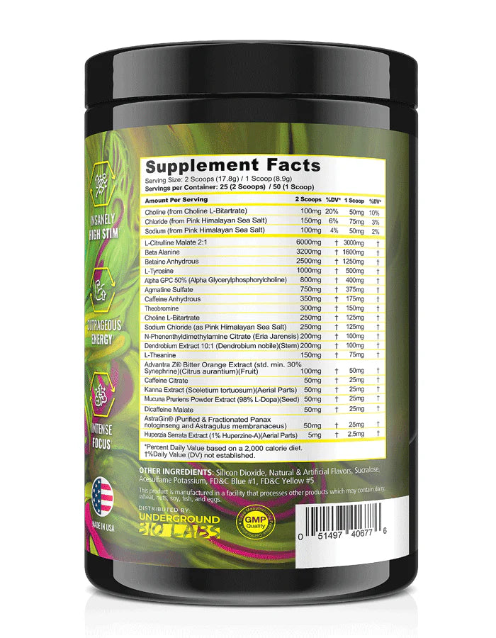 Panda Supps Pre-Workout Powder 25 Servings Supplement Facts - Hard-hitting energy | Nutrastop