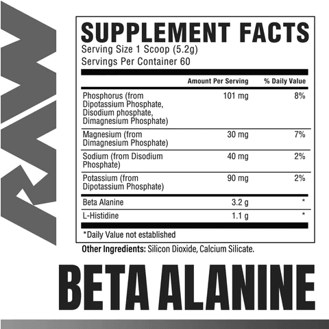 Raw Nutrition | Beta Alanine | 60 Serving