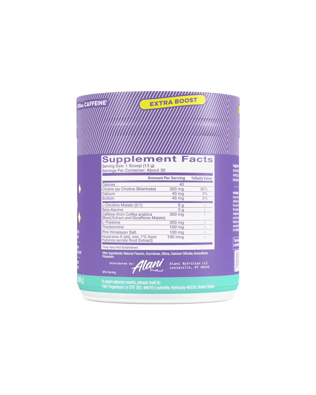 alani nu preworkout frozen lemonade supplement facts