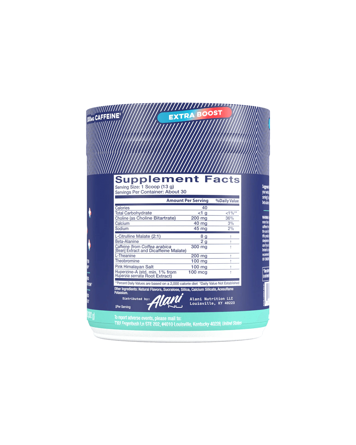 alani nu preworkout plus supplementfacts for rocket pop