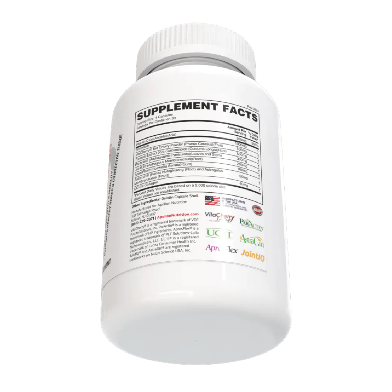 Apollon Unbreakable Joint Support Capsules 30 Servings Supplement Facts - Comfort | Nutrastop