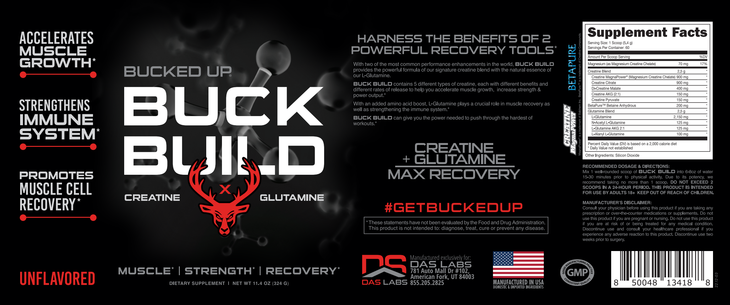 Bucked Up Buck Build Recovery Powder N/A Servings - Flavor Options | Nutrastop