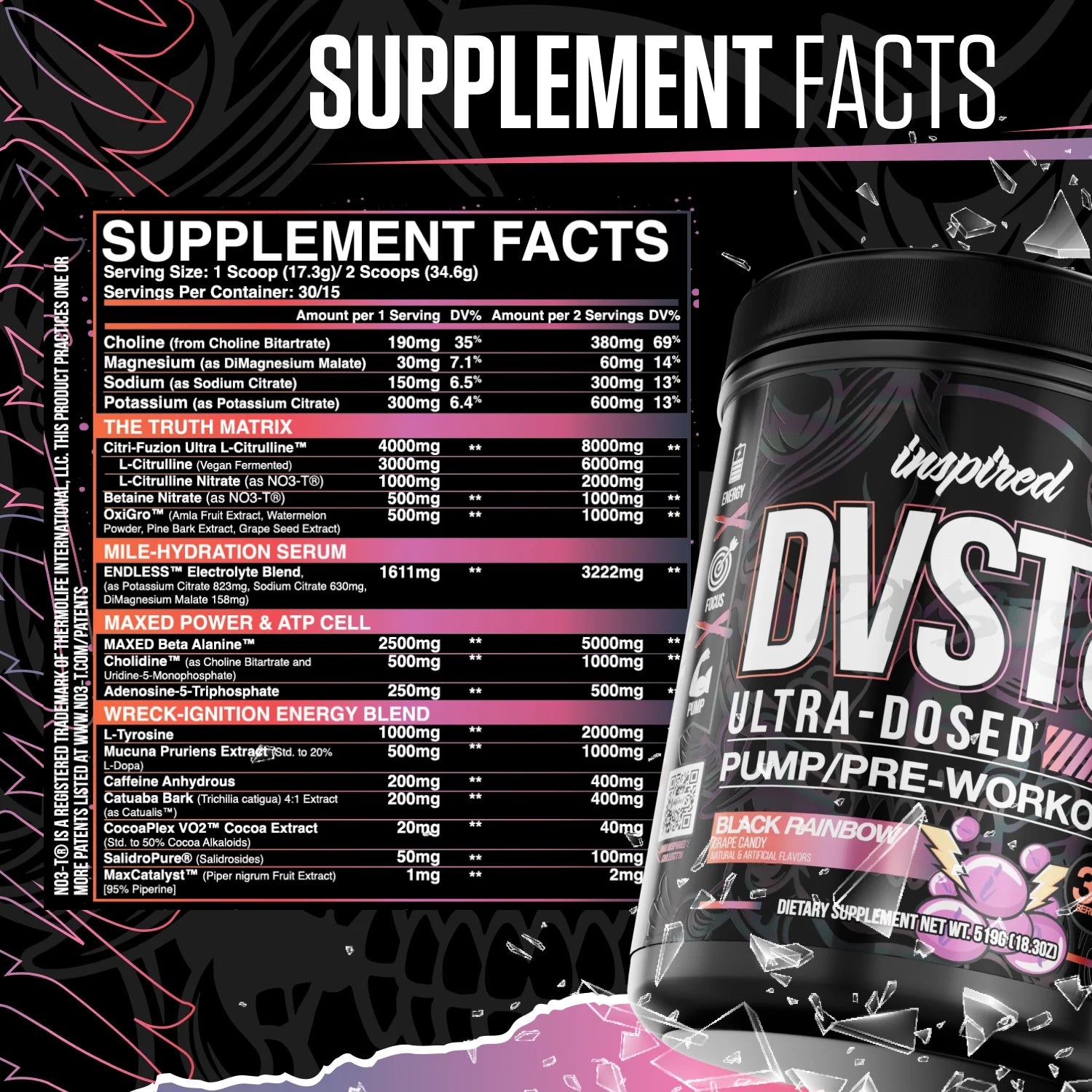Inspired Nutraceuticals | DVST8 25 | Ultra-Dosed Pump/Pre