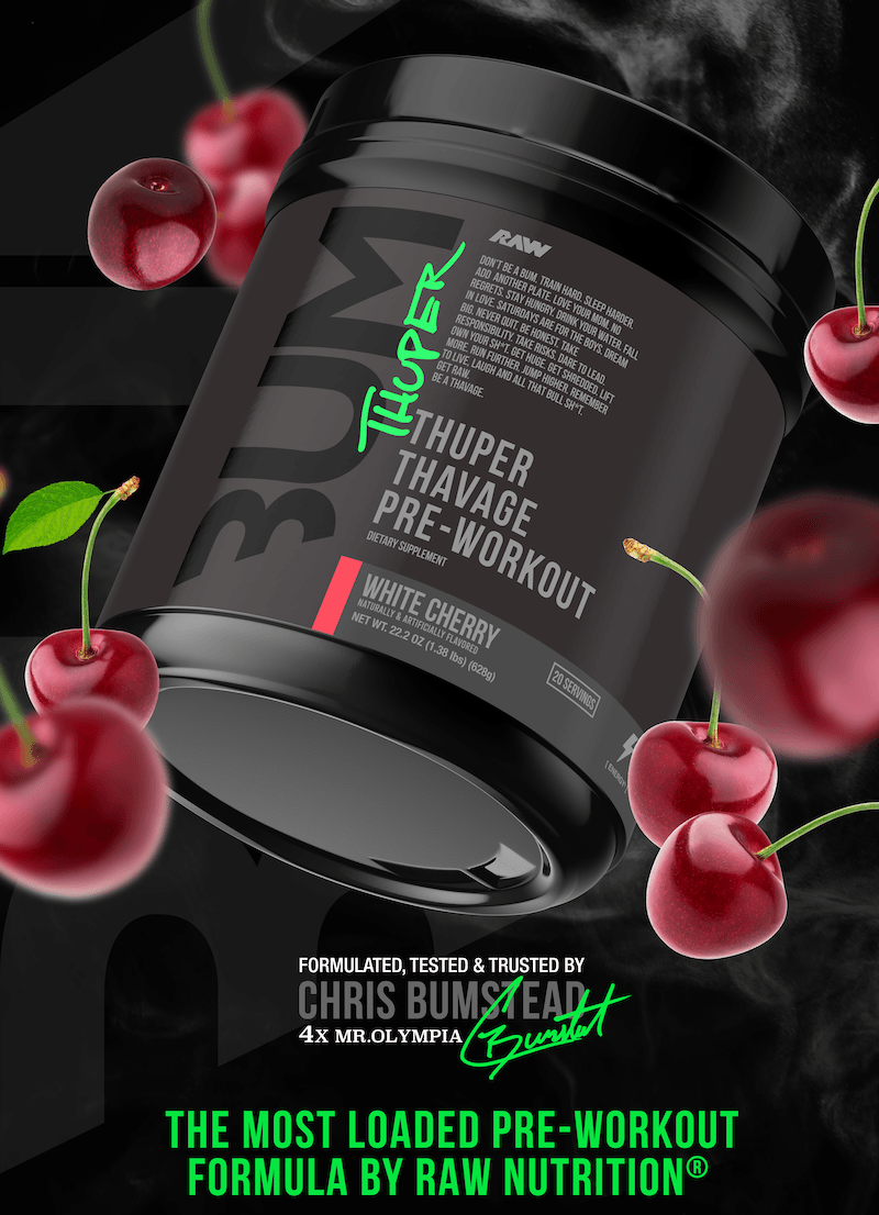 RAW Nutrition x CBUM Thuper Thavage Pre-Workout Powder 20 Servings Supplement Facts - 6g Citrulline, 5g | Nutrastop