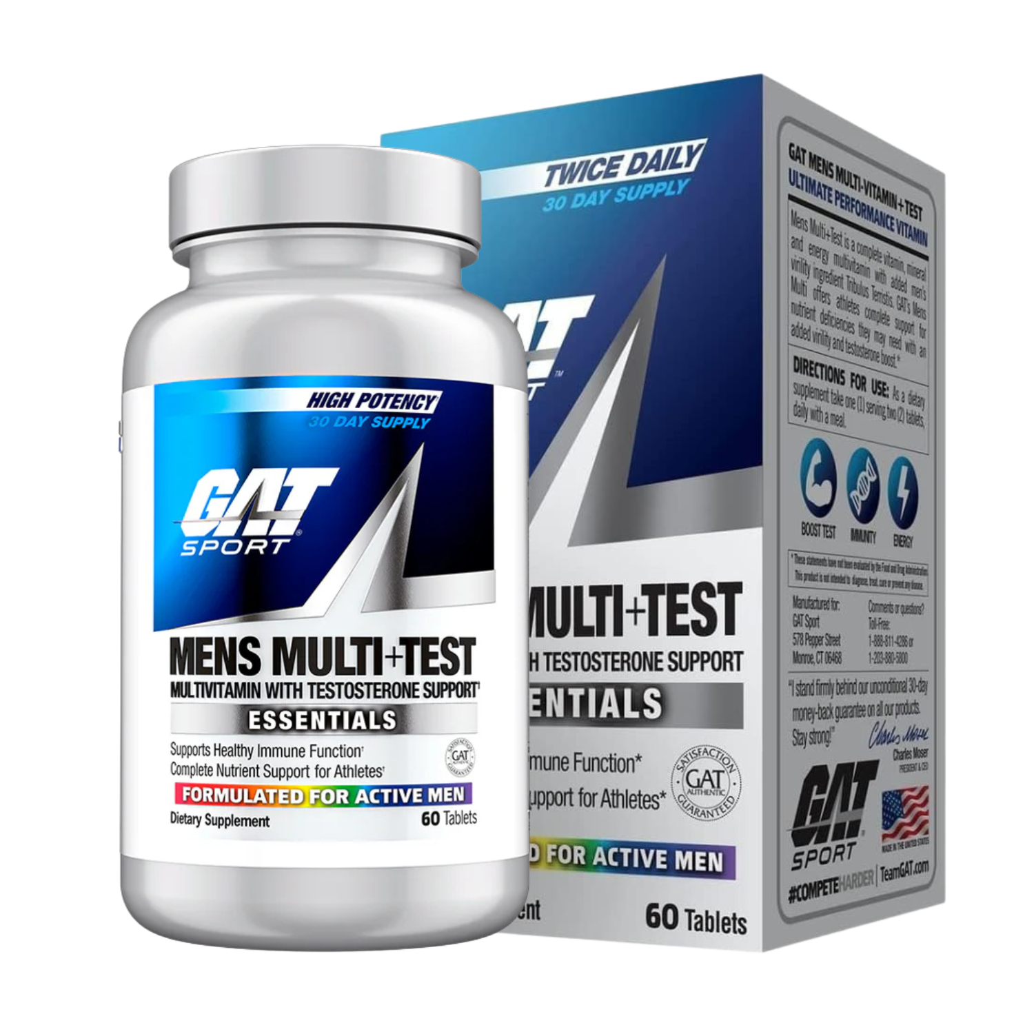 GAT Sport | Mens Multi+Test | Multivitamin with Testosterone Support | 60ct.