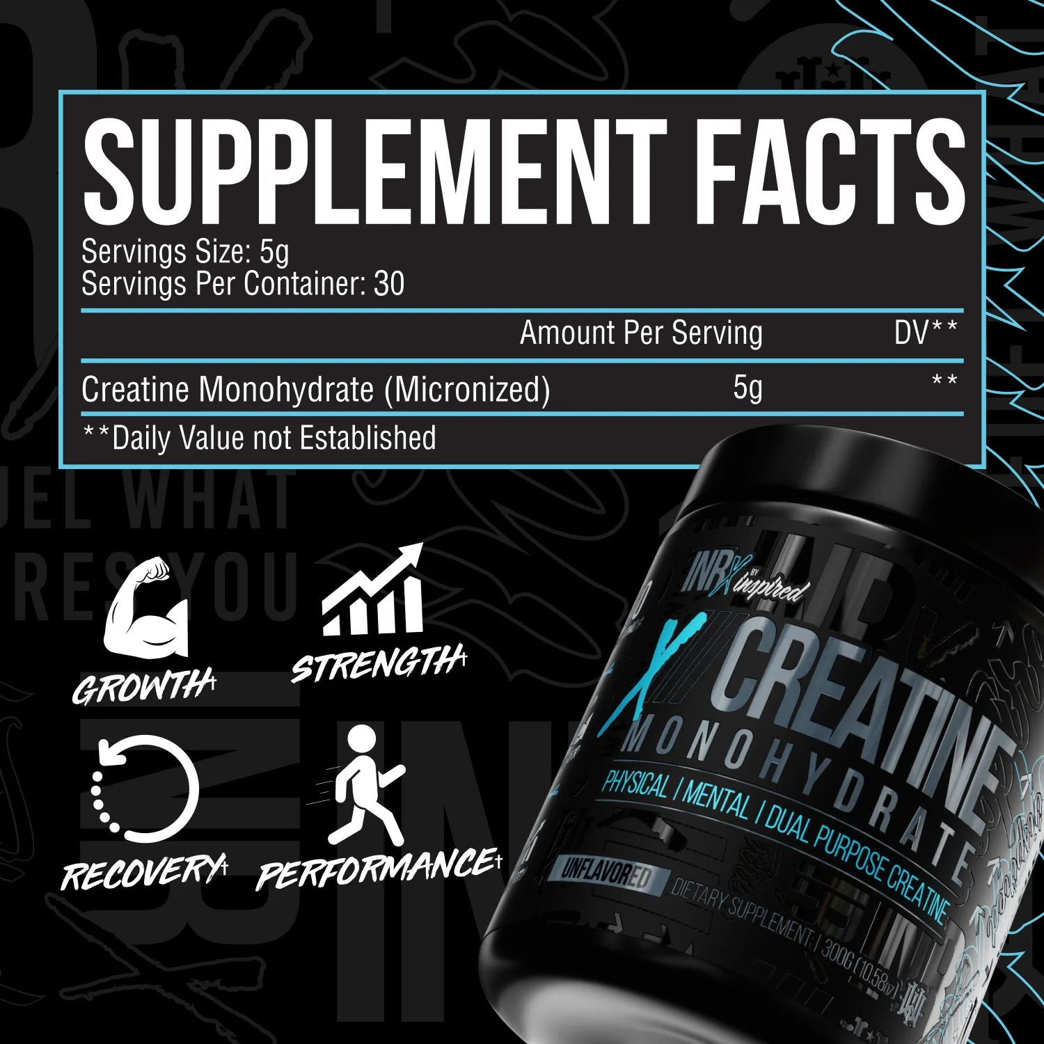 Inspired Nutraceuticals | Creatine Mono | 30 Servings