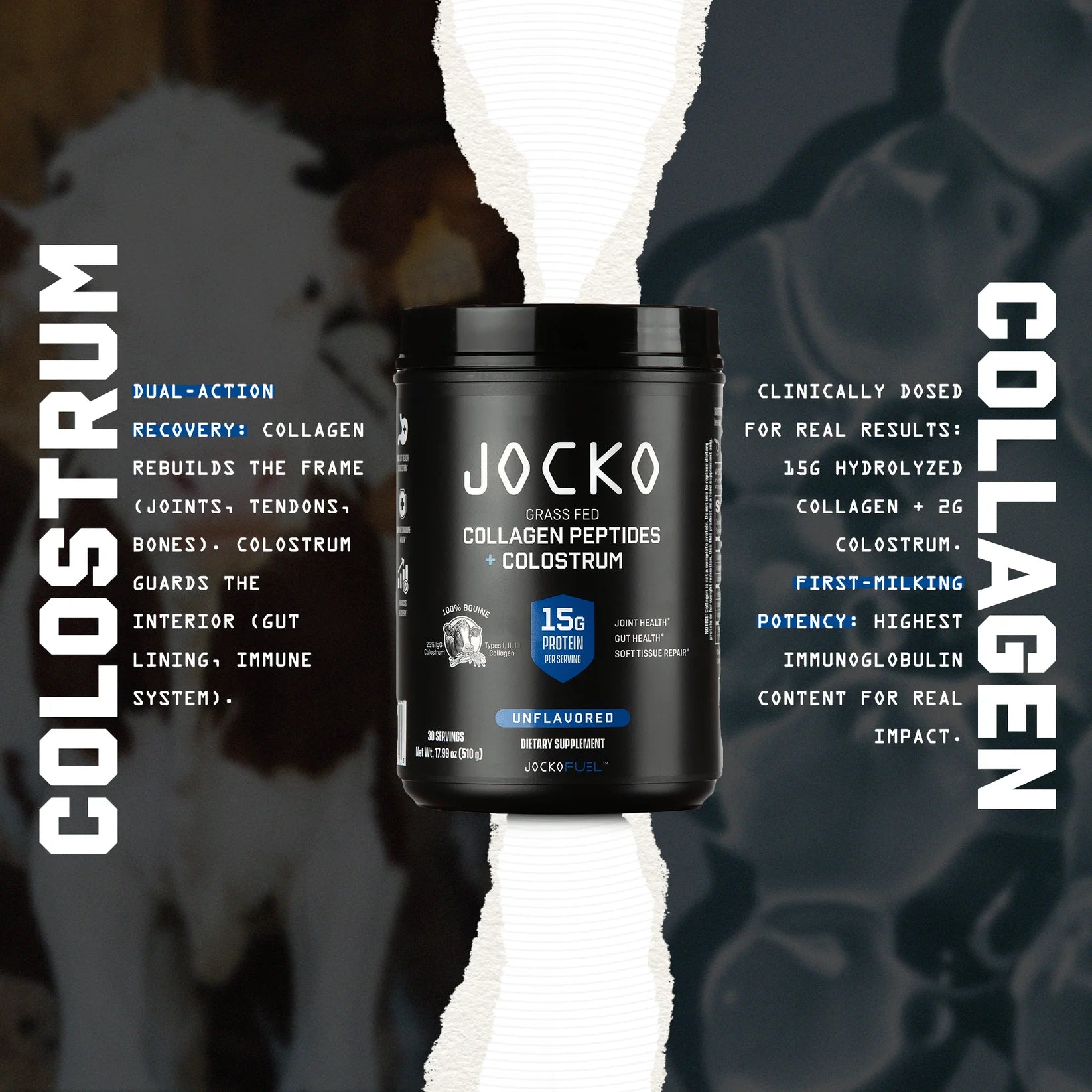 Jocko Fuel | Grass-Fed Collagen + Colostrum | 30 Servings