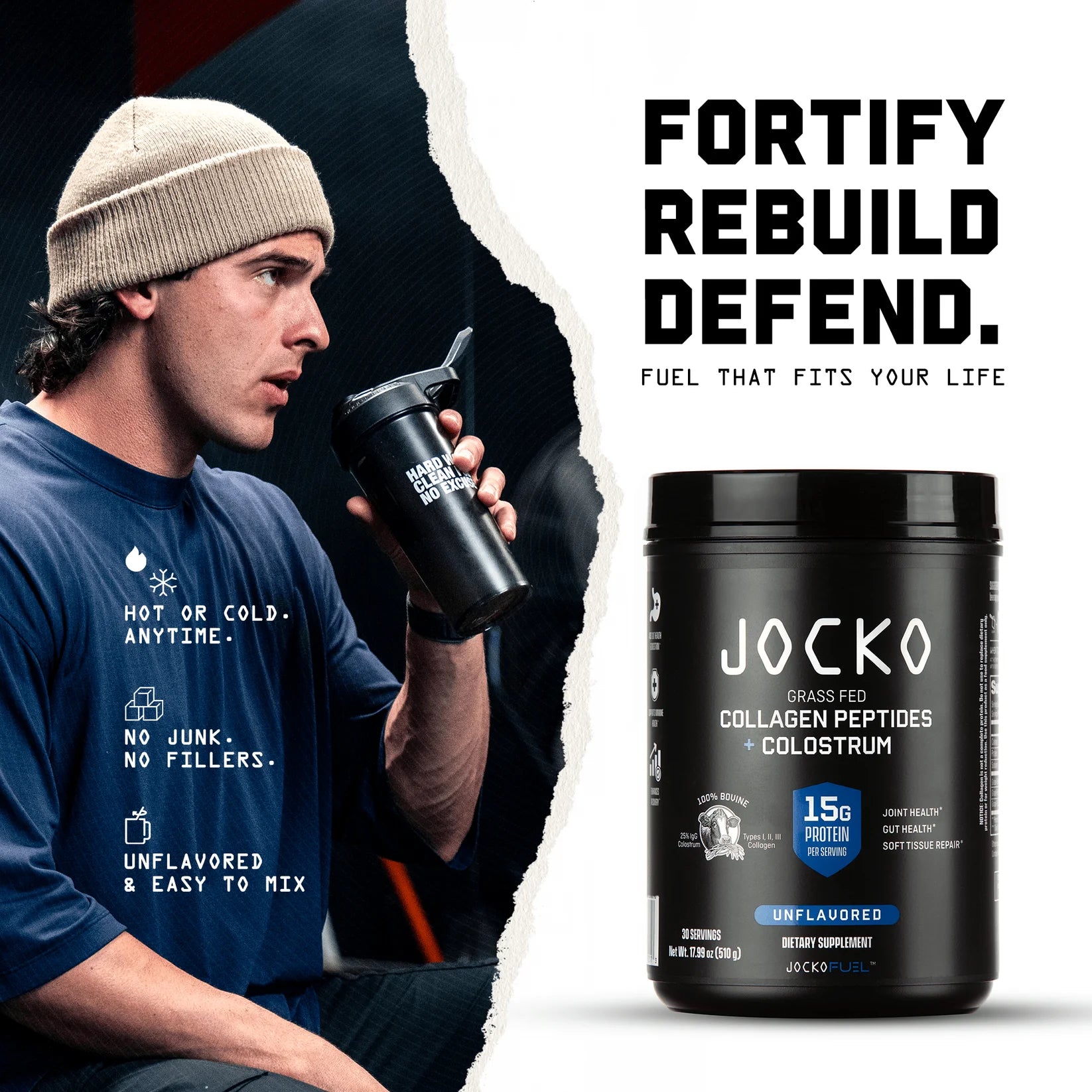 Jocko Fuel | Grass-Fed Collagen + Colostrum | 30 Servings
