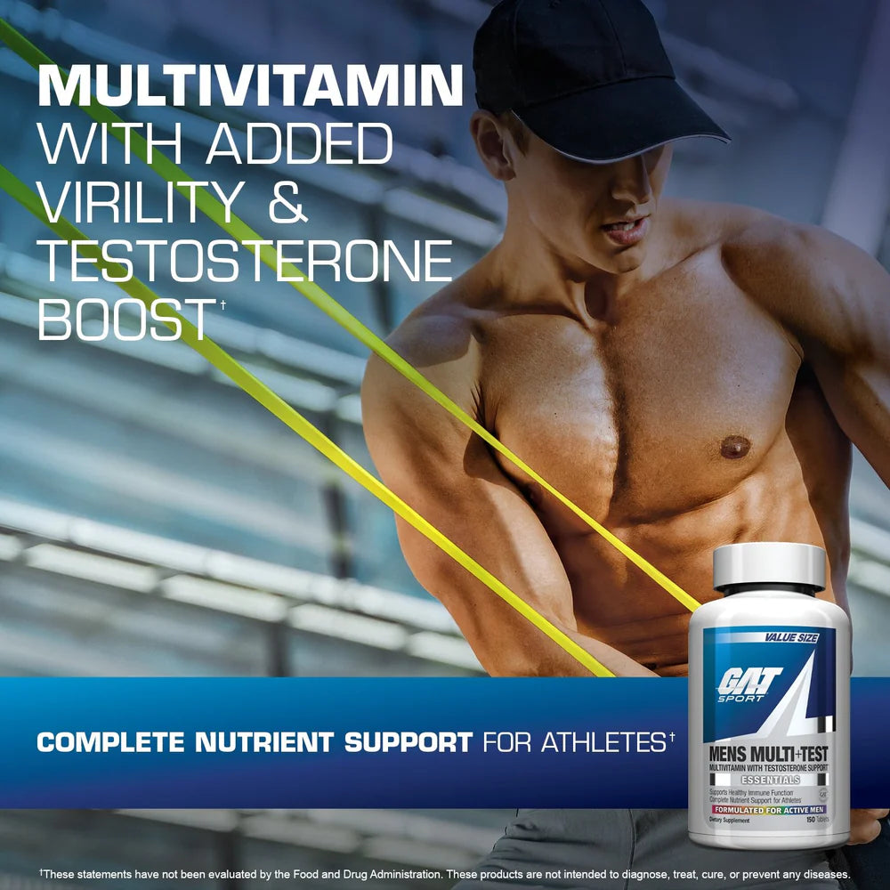 GAT Sport | Mens Multi+Test | Multivitamin with Testosterone Support | 60ct.