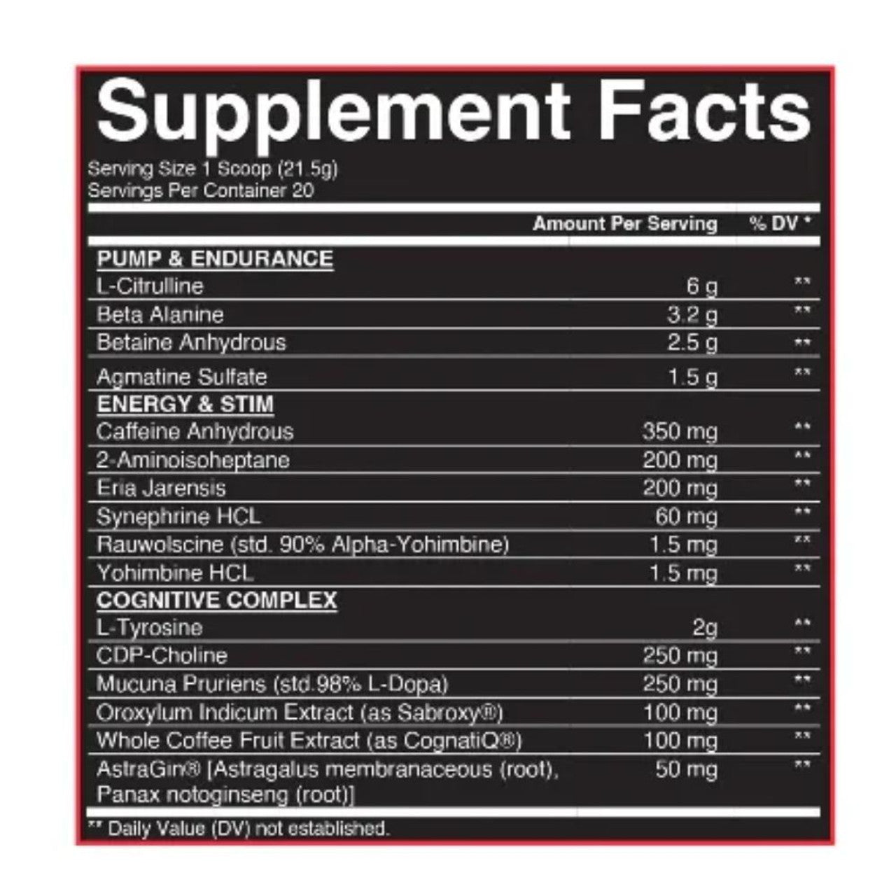 Condemned Labz Pre-Workout Supplement - Supplement Facts | Nutrastop