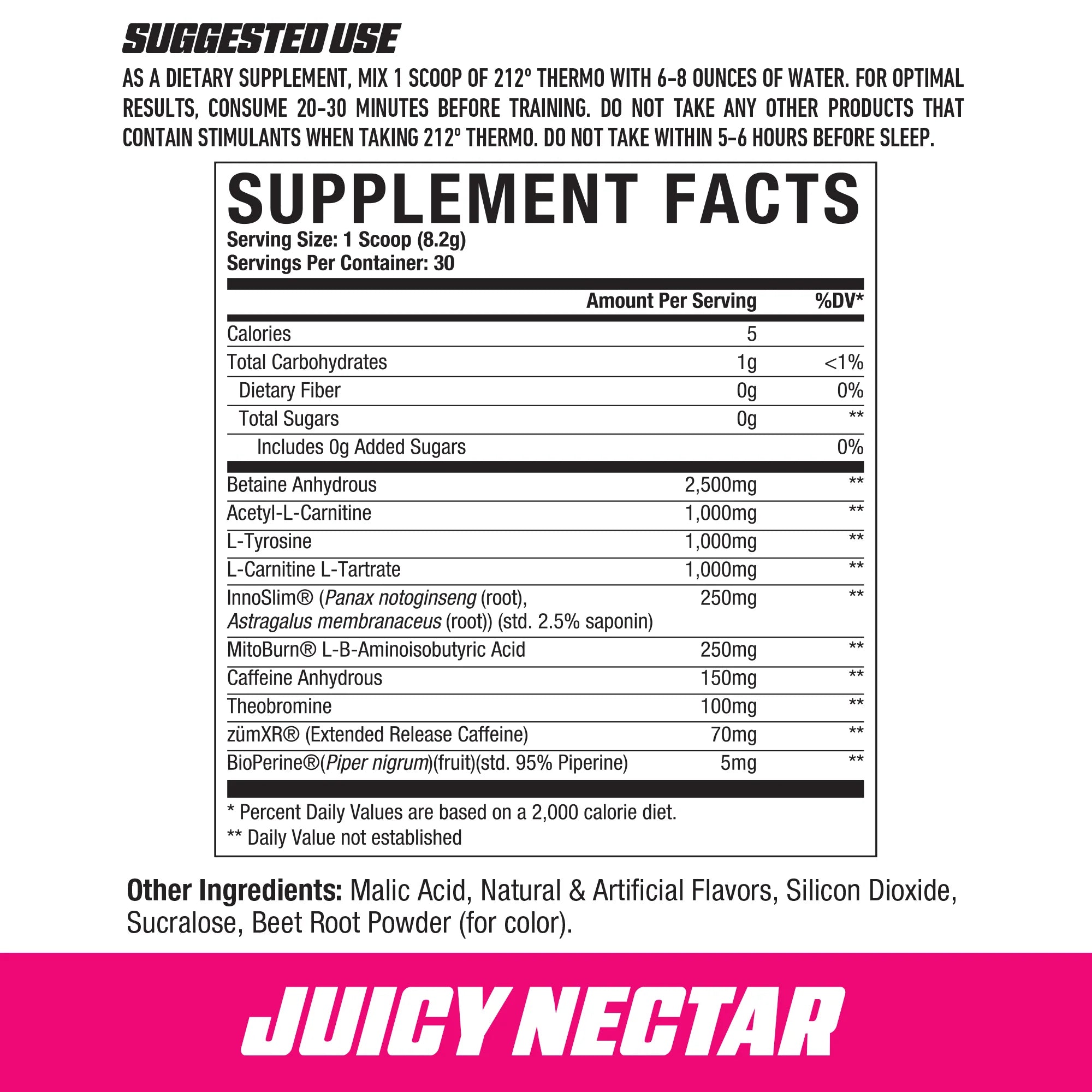 axe and sledge suggested use and supplement facts for juicy nectar 212 thermo