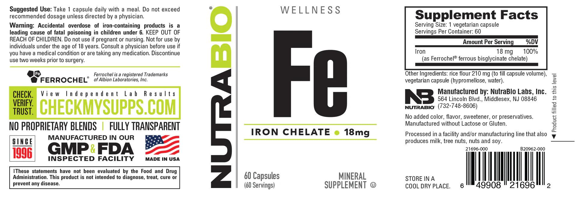 NutraBio | Fe Iron Chelate