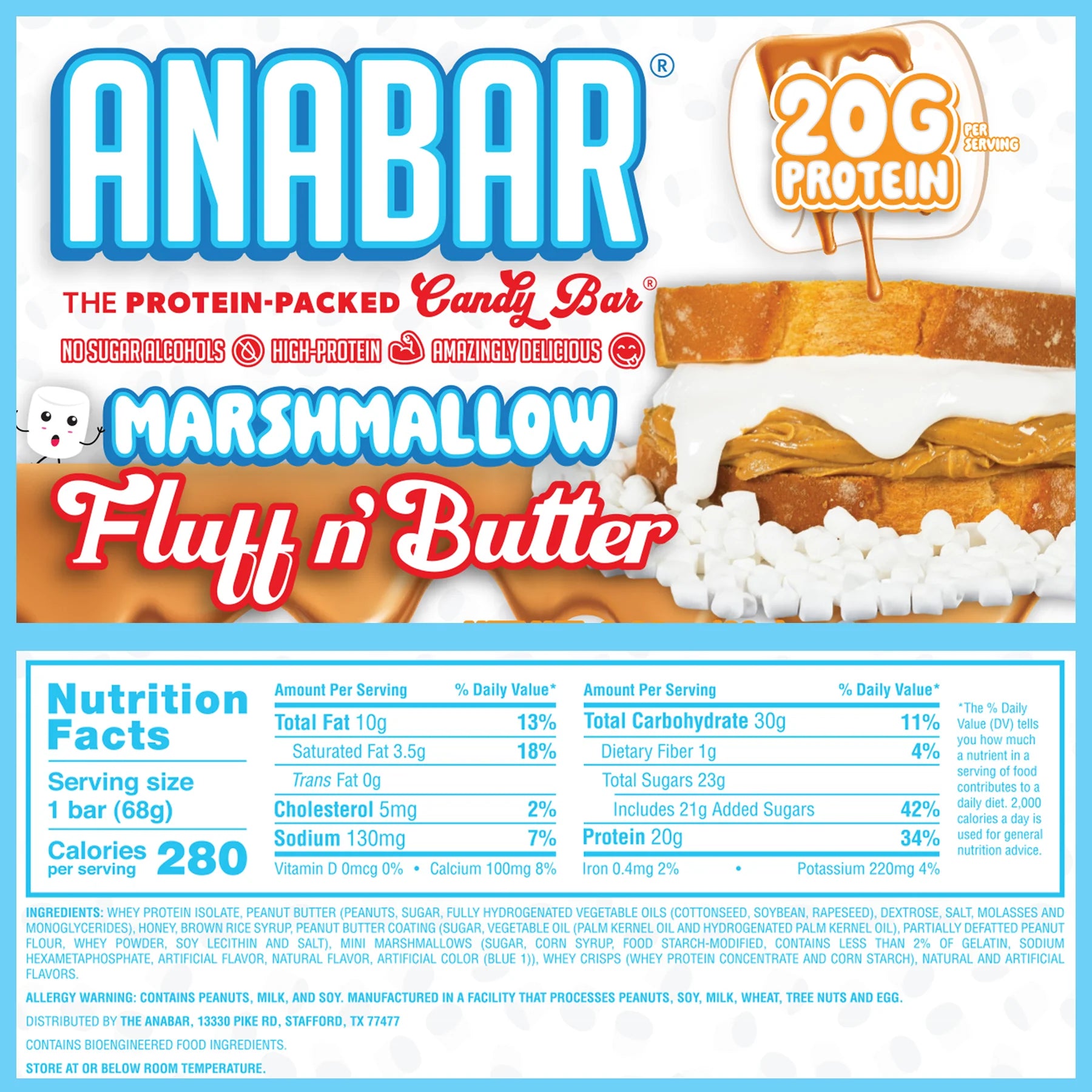 Anabar Protein Bar Candy Bar Style 1 Bar Supplement Facts - For Lifters in a gaining phase | Nutrastop