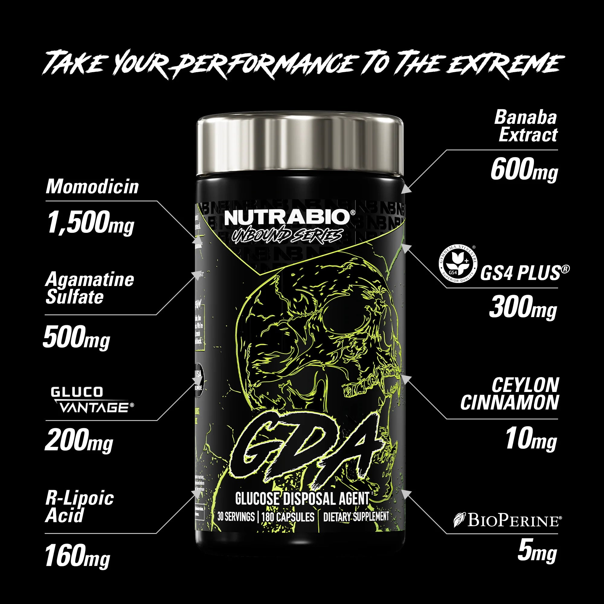 NutraBio | Unbound Series | GDA | 180 Capsules