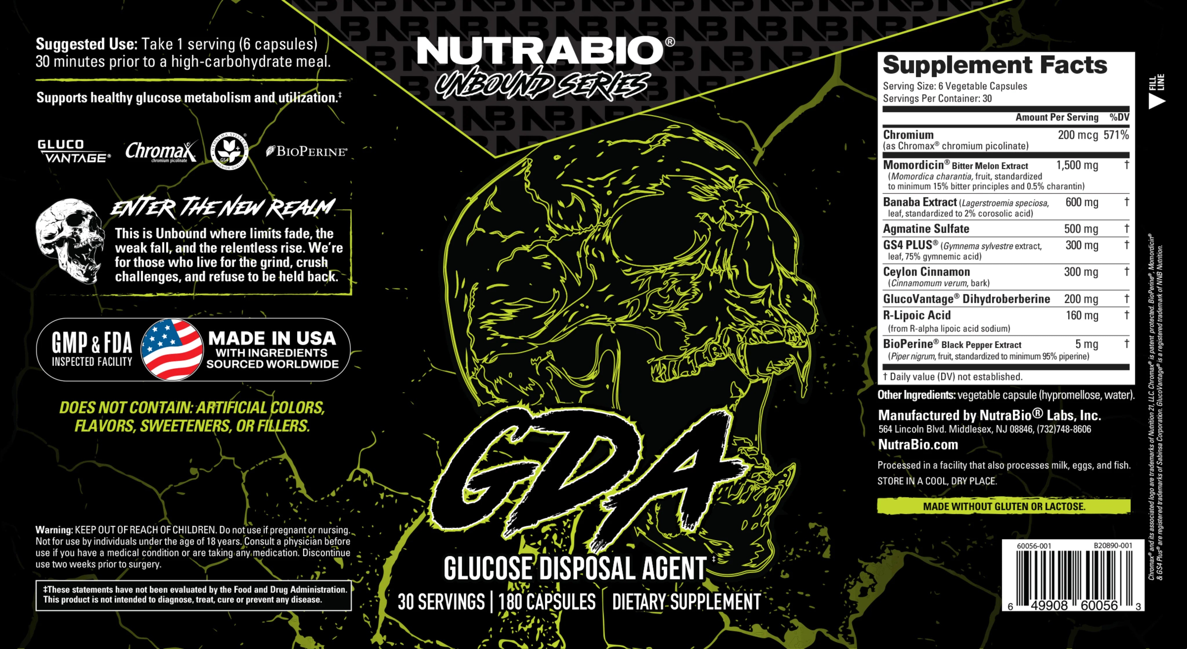 NutraBio | Unbound Series | GDA | 180 Capsules