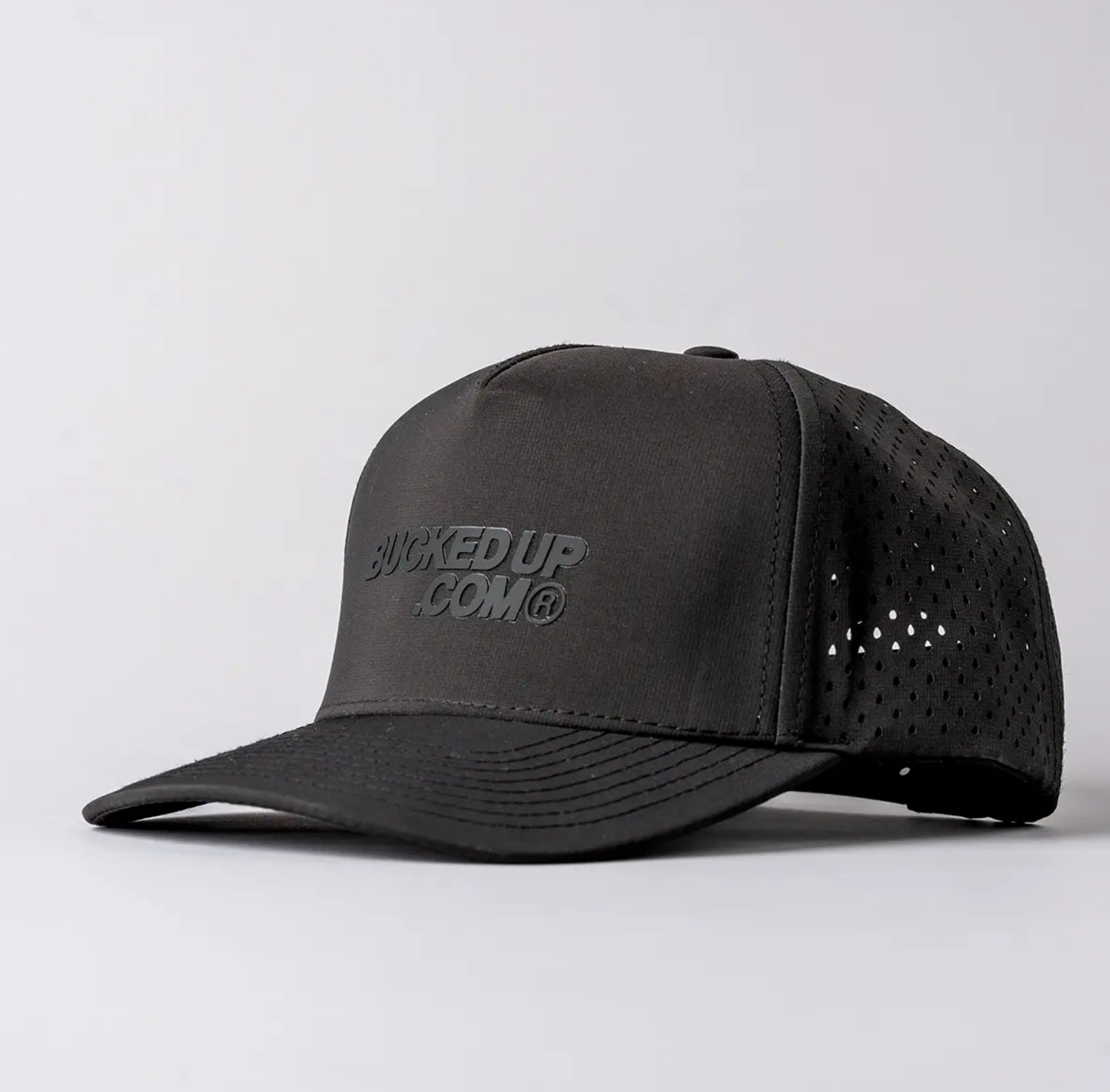 Bucked Up | Waterproof Golf Hat | Black/Black|  Rubberized Logo
