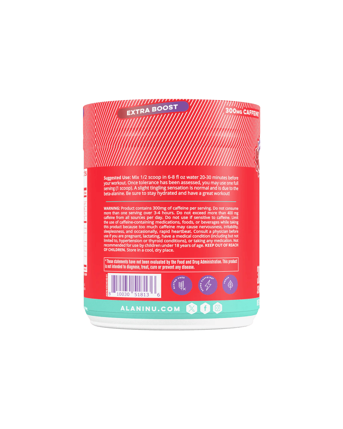 alani nu cherry slush preworkout side label