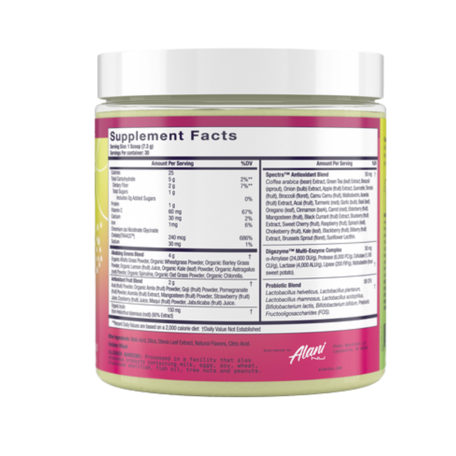 alani nu super greens supplement facts