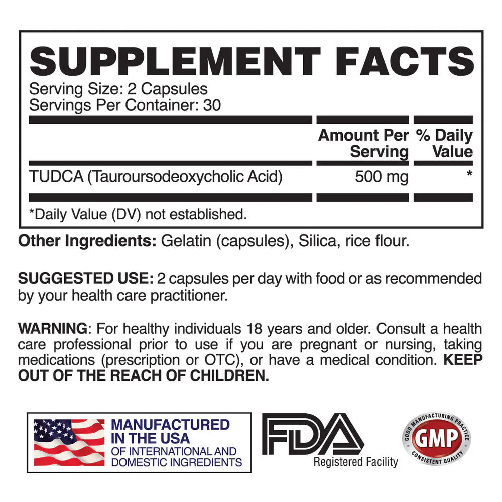 Apollon TUDCA Liver Support Capsules 30 Servings Supplement Facts - For Enhanced bodybuilders | Nutrastop