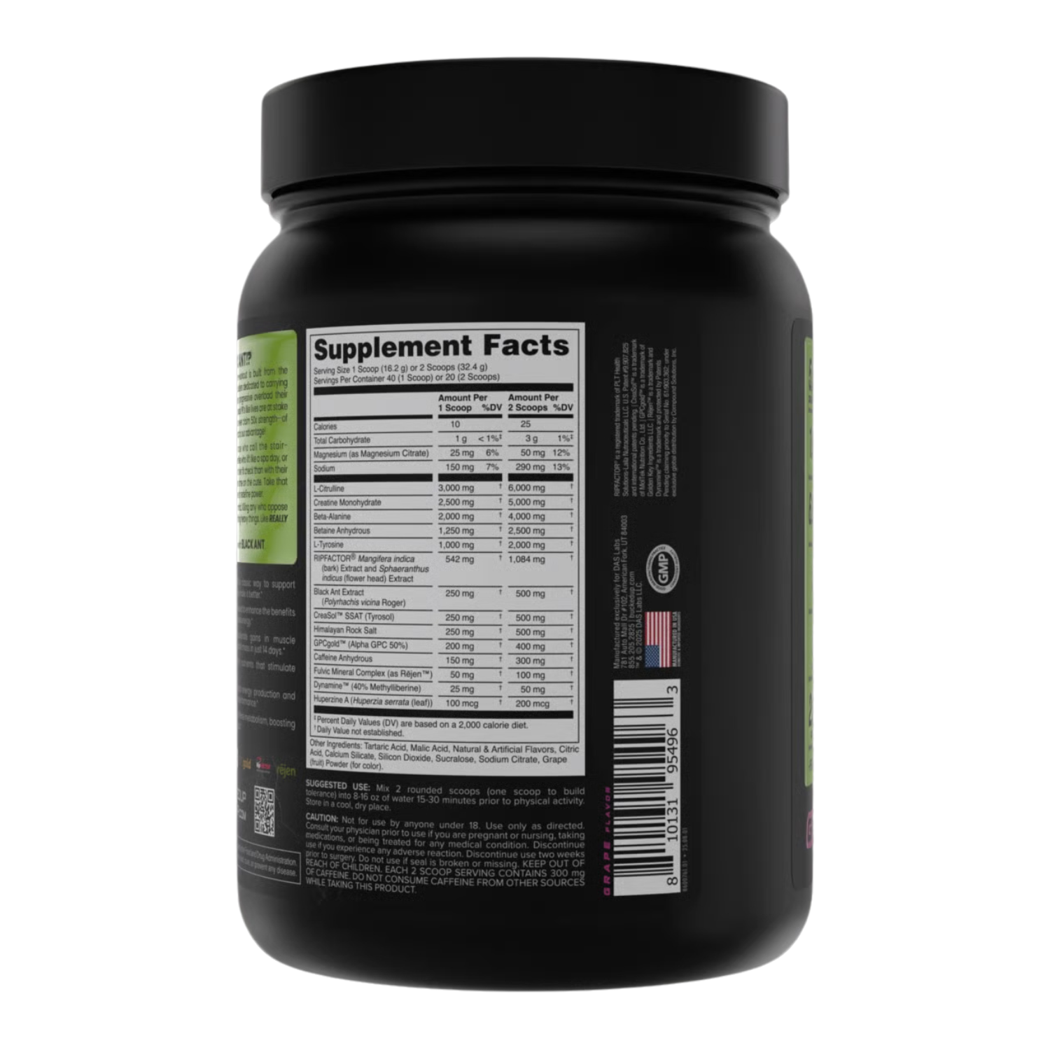 Bucked Up Bucked Up | Black Ant | Pre-Workout - Back View | Nutrastop