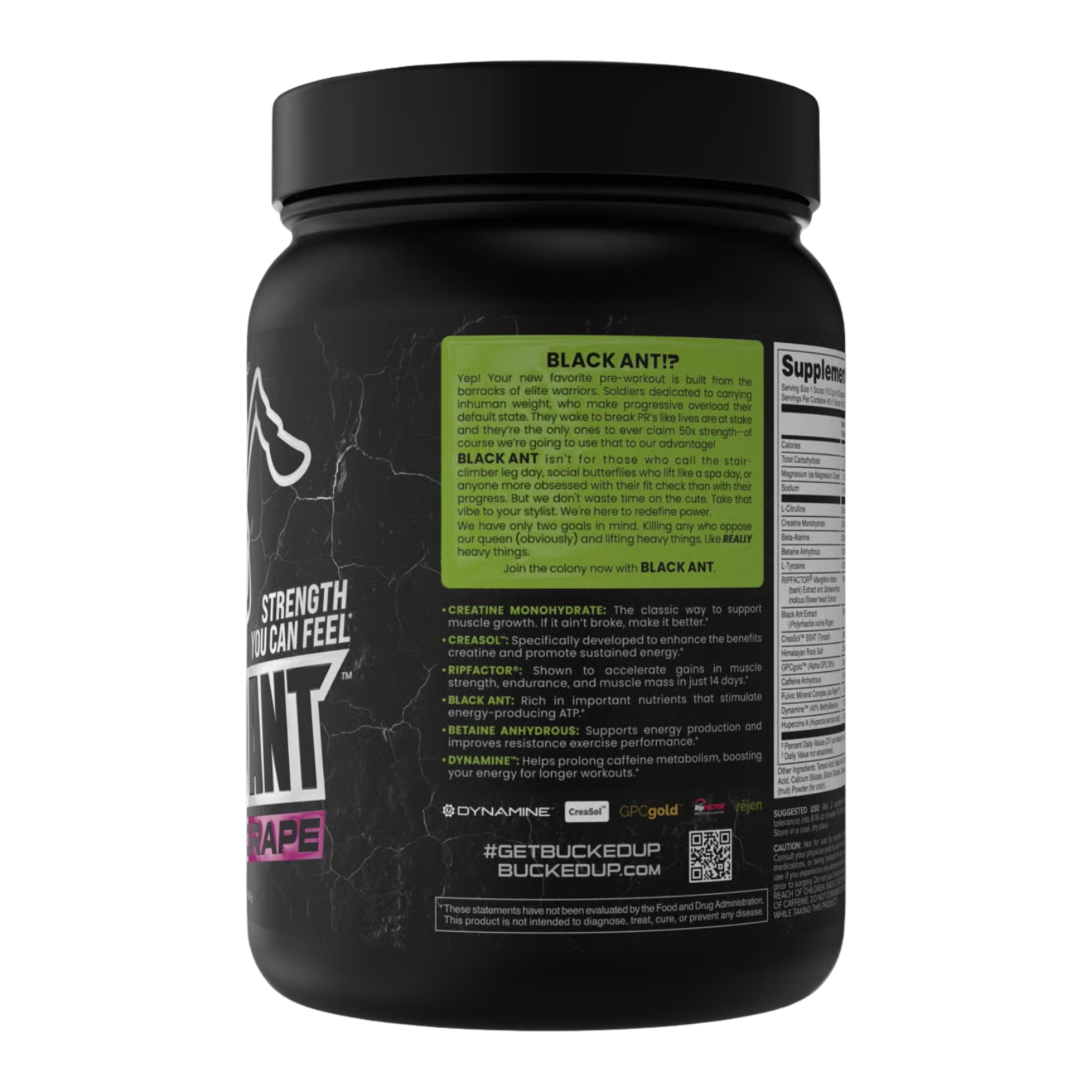 Bucked Up Bucked Up | Black Ant | Pre-Workout - Side View | Nutrastop