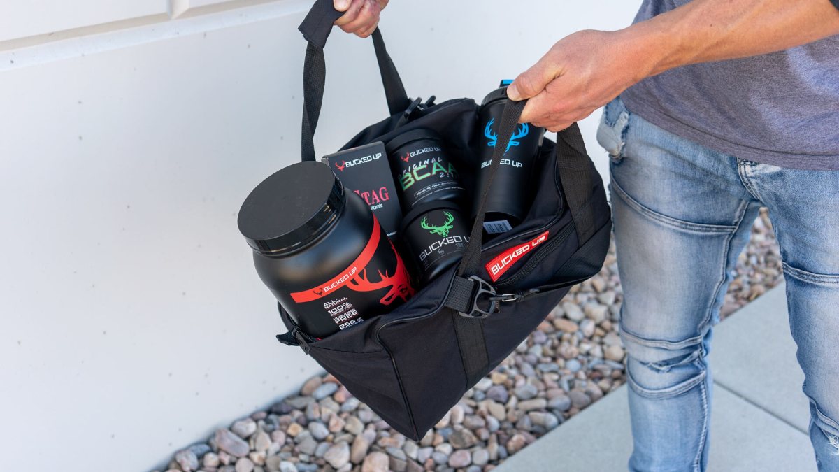 Bucked Up | On The Go Duffle Bag - In Action | Nutrastop