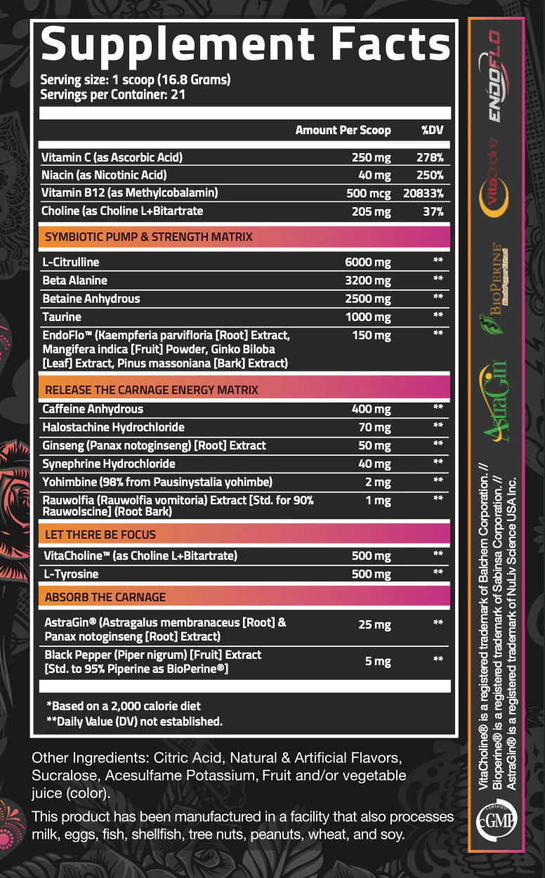 NutriFitt | Carnage | Advanced High-Stim Pre-Workout