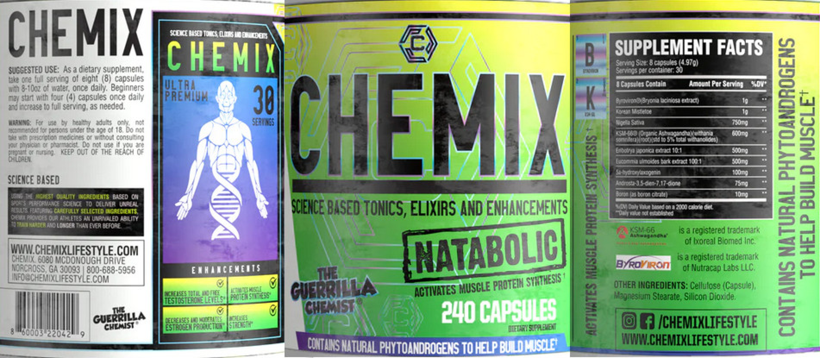 Chemix | Natabolic Supplement Facts Label | Nutrastop