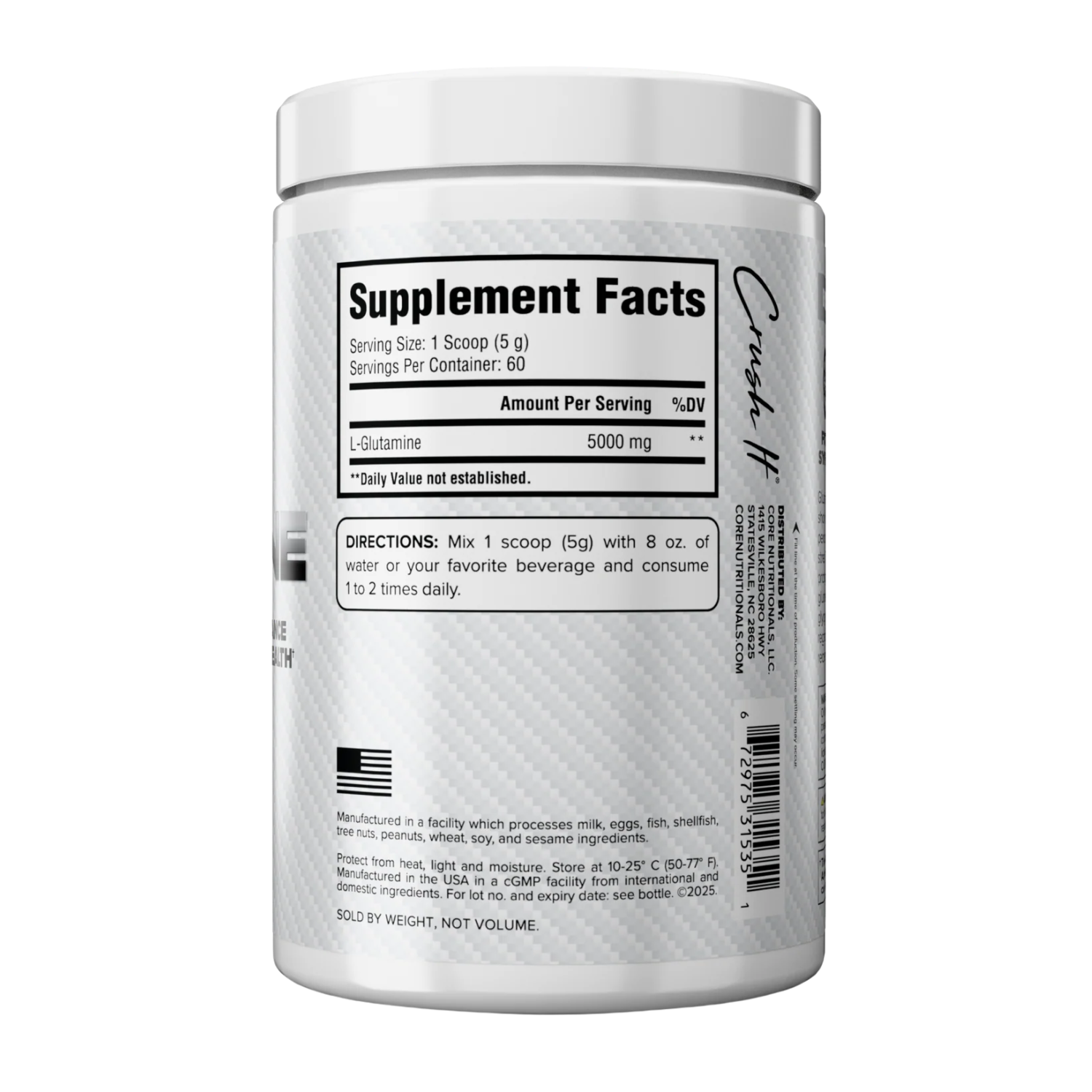 Core Nutritionals Core Nutritionals | Glutamine - Side View | Nutrastop