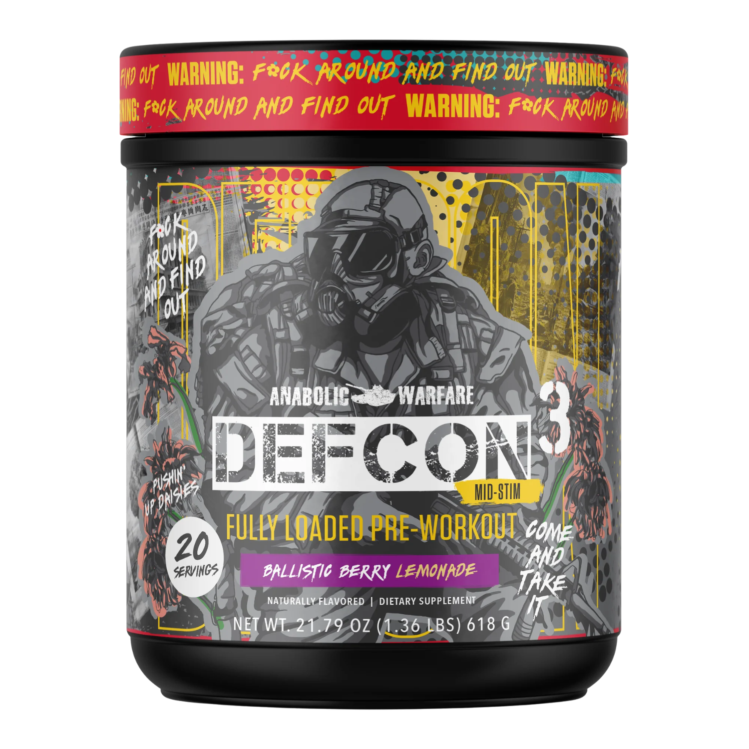 Anabolic Warfare Defcon 3 Mid-Stim Pre-Workout Powder 20 Servings Supplement Facts - Pumps | Nutrastop