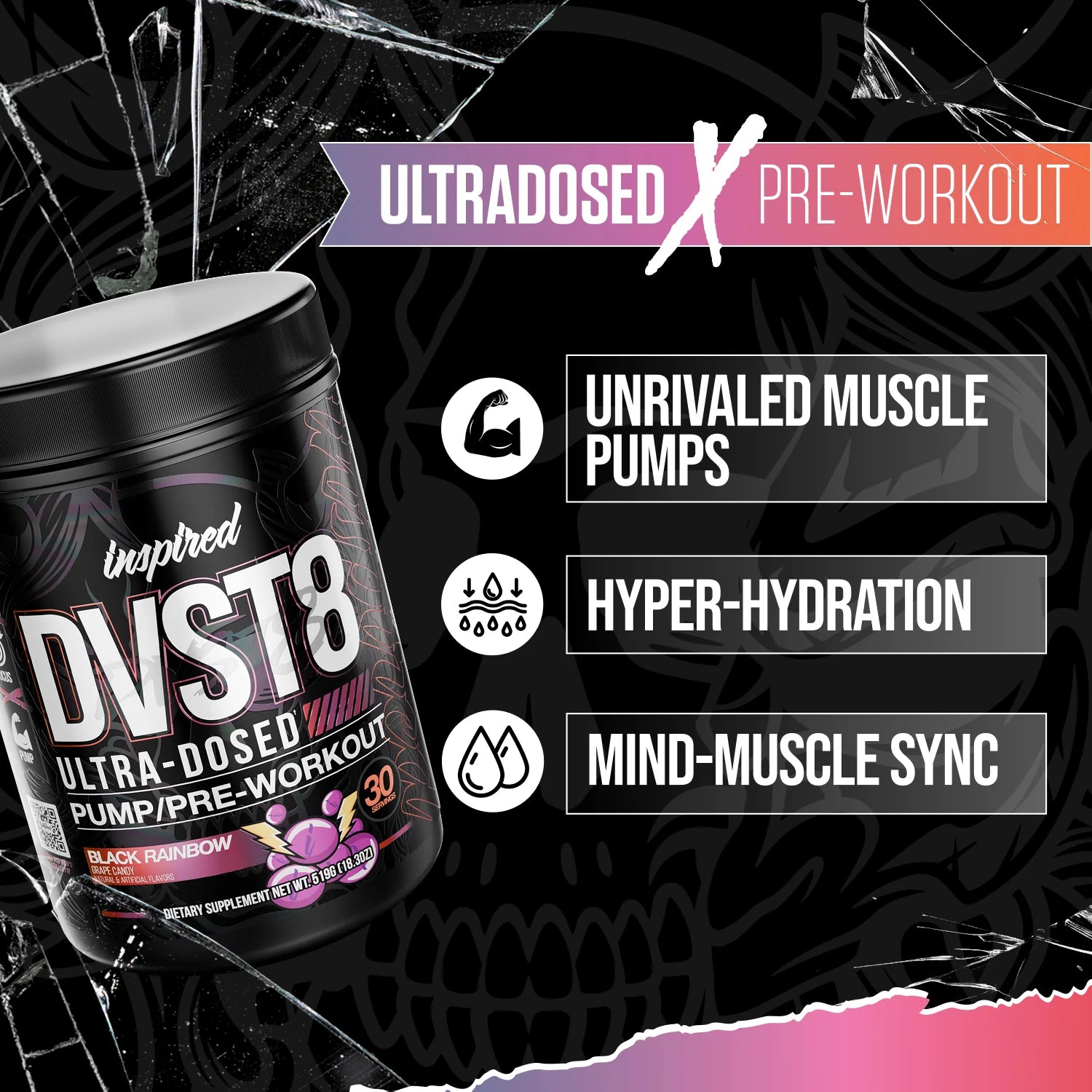 Inspired Nutraceuticals | DVST8 25 | Ultra-Dosed Pump/Pre