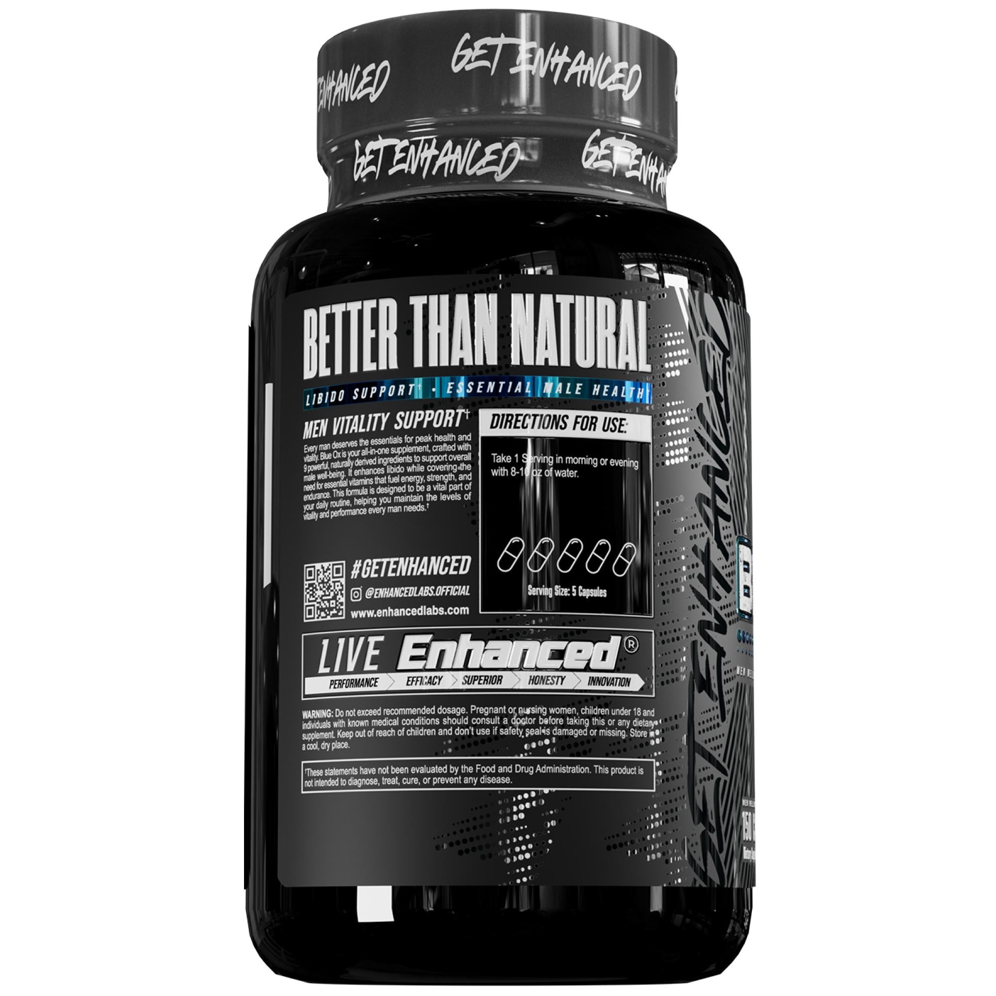 Enhanced | Blue Ox | Test Enhancer | 150 capsules - In Action | Nutrastop