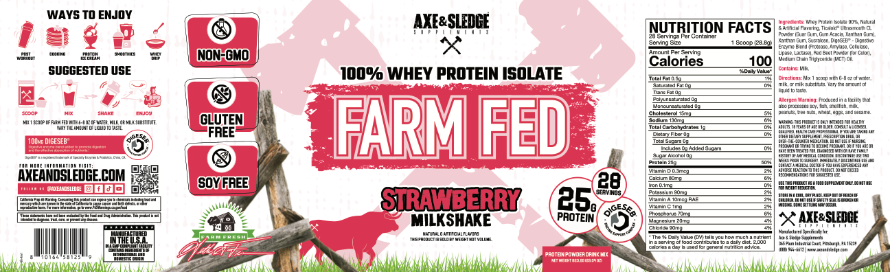 Axe & Sledge | Farm Fed Protein | 100% Whey Protein Isolate
