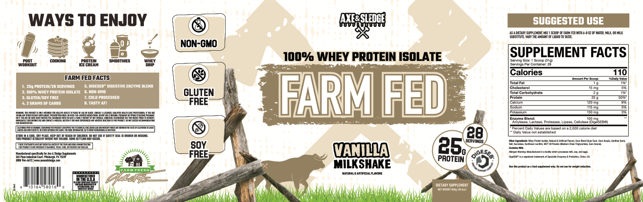 Axe & Sledge | Farm Fed Protein | 100% Whey Protein Isolate