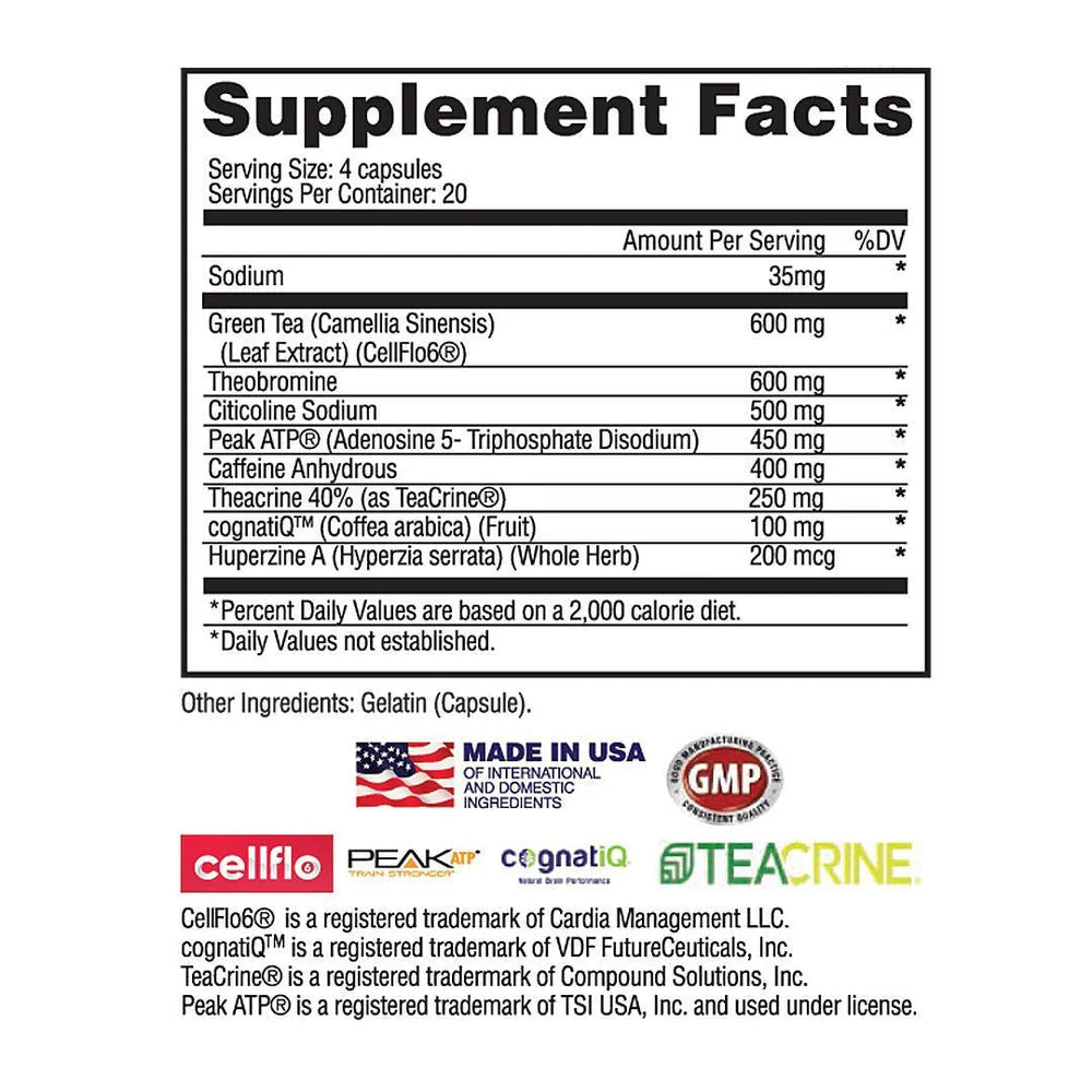 Apollon Furiosa Pre-Workout Capsules 20 Servings Supplement Facts - Serious | Nutrastop