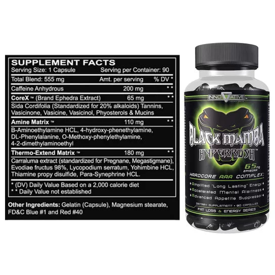 Innovative | Black Mamba Hyperrush | 65mg 90ct - In Action | Nutrastop