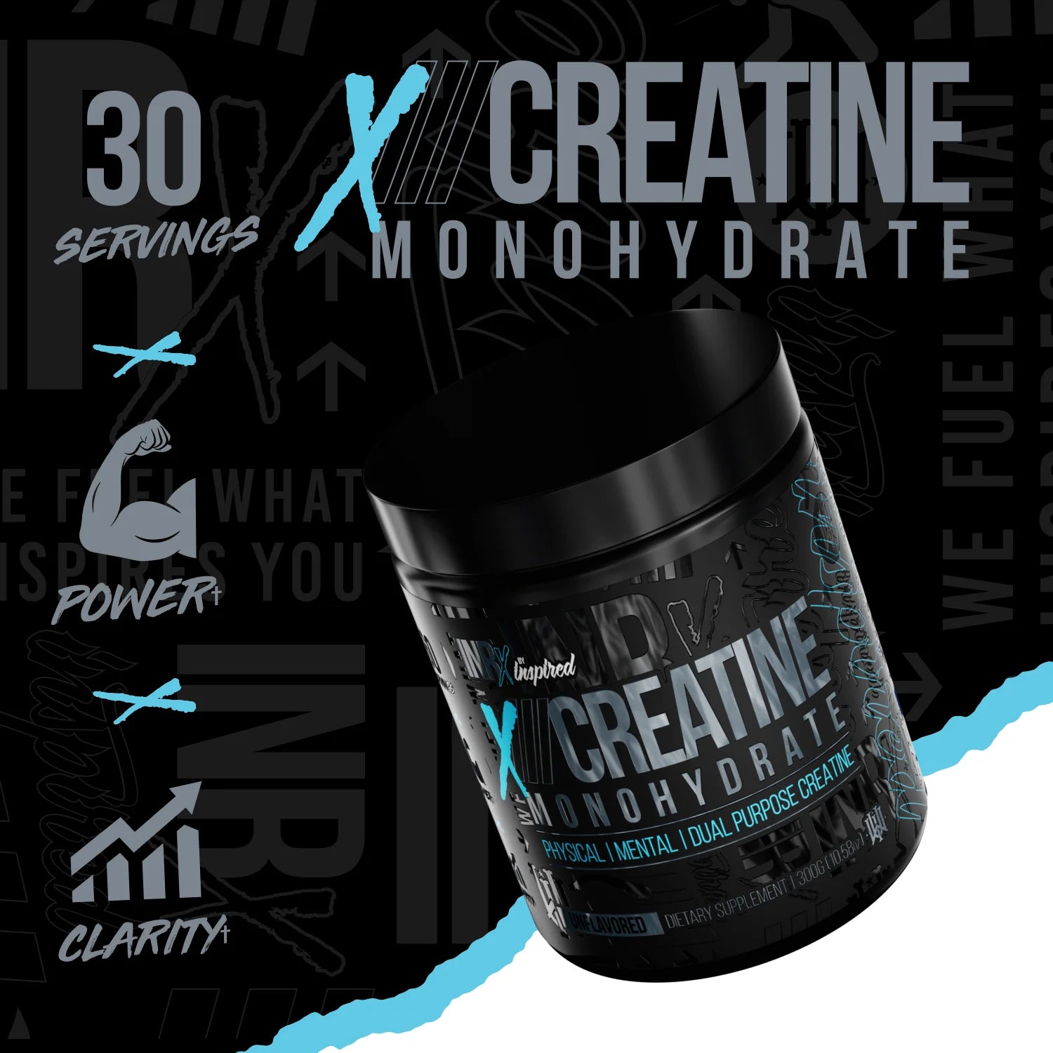 Inspired Nutraceuticals | Creatine Mono | 30 Servings