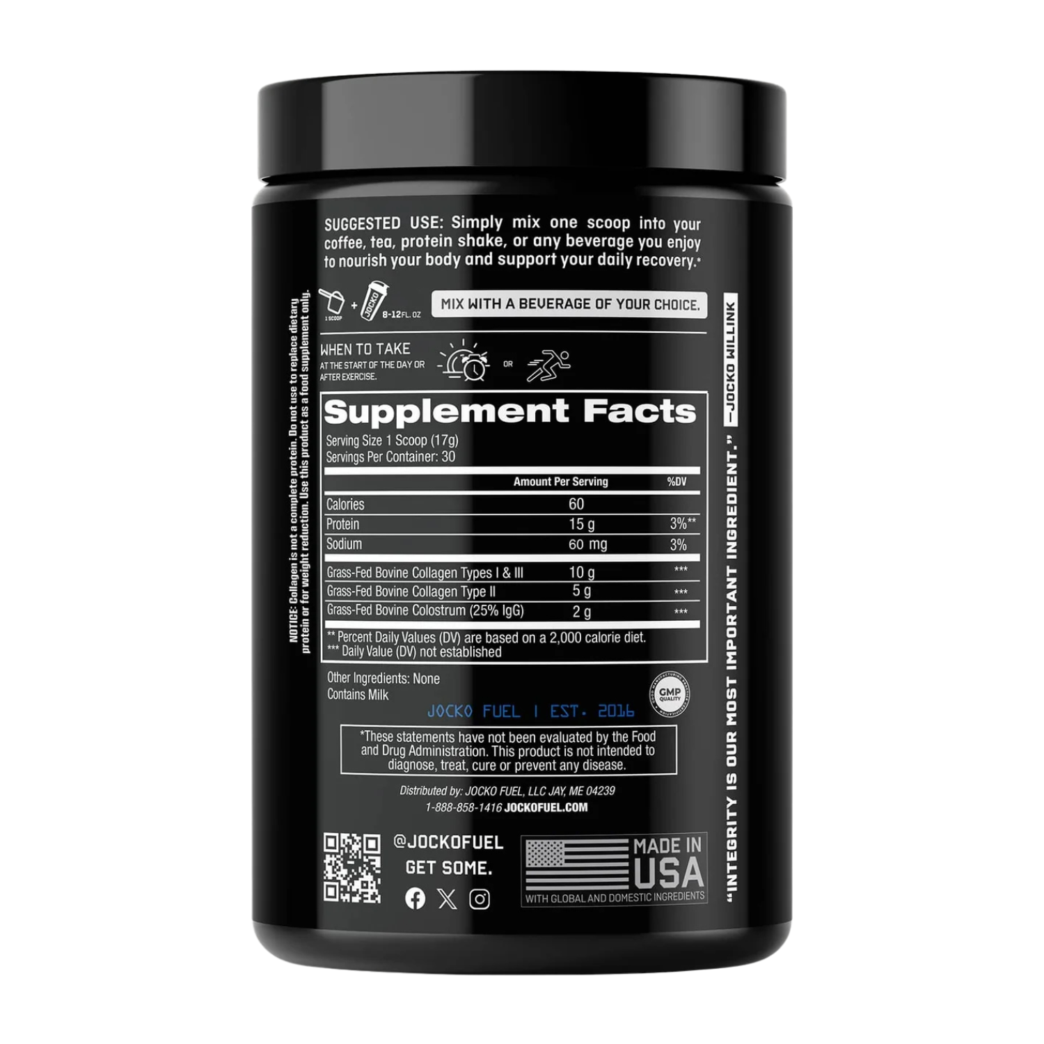 Jocko Fuel | Grass-Fed Collagen + Colostrum | 30 Servings