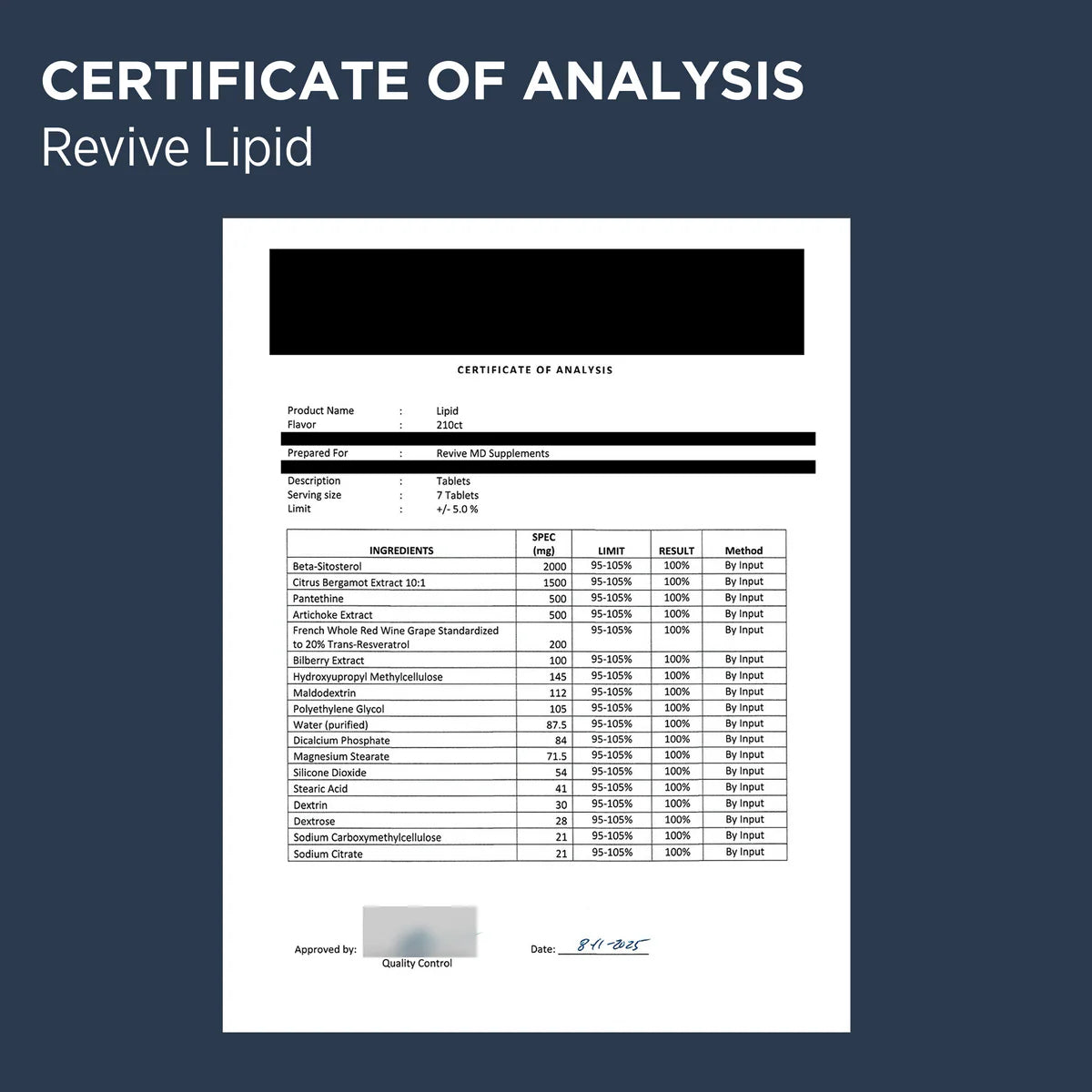 Revive | Lipid | 210 Tablets