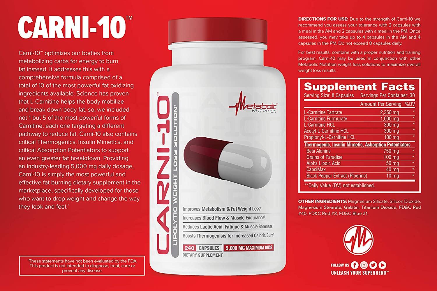 Metabolic Nutrition | Carni-10 | Multi Form L-Carnitine - In Action | Nutrastop