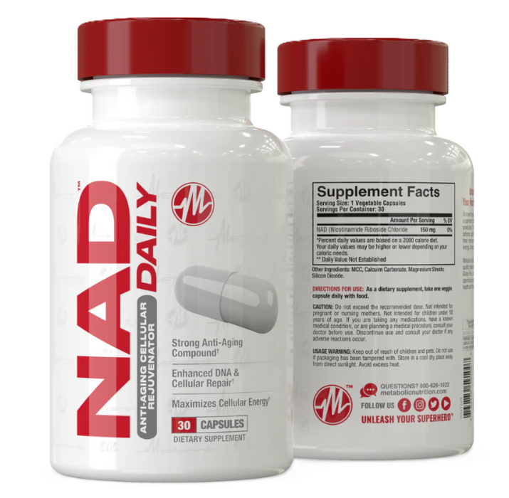 Metabolic Nutrition | NAD Daily | 30 servings - In Action | Nutrastop