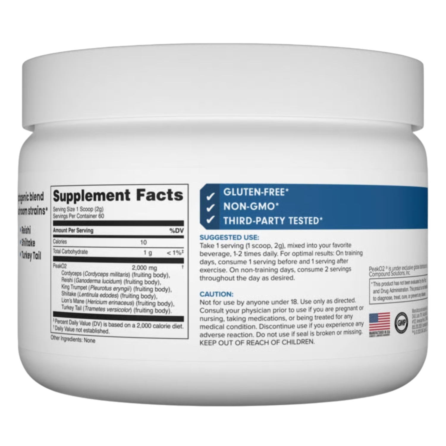 Bucked Up Bucked Up | PeakO2 | Adaptogenic Performance Powder - Side View | Nutrastop