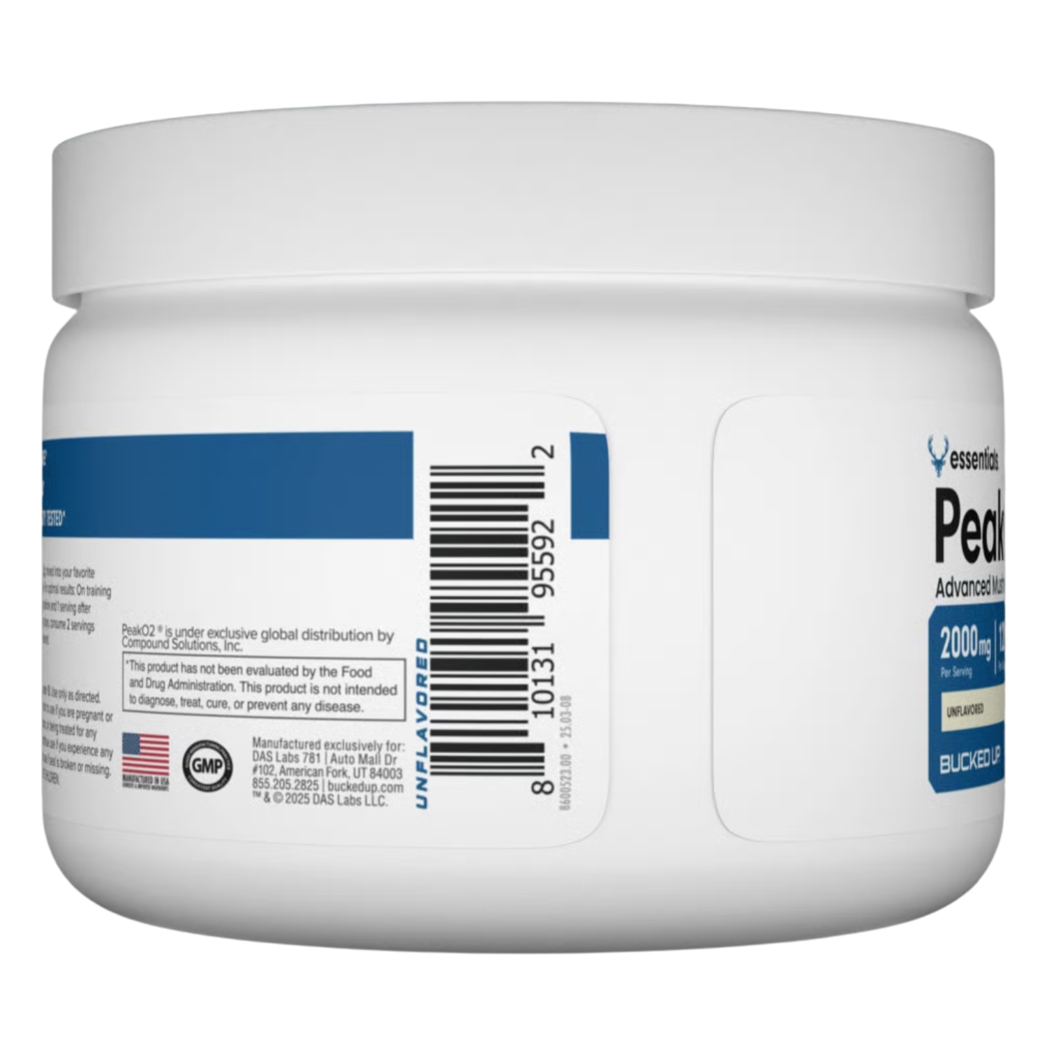 Bucked Up Bucked Up | PeakO2 | Adaptogenic Performance Powder - Back View | Nutrastop