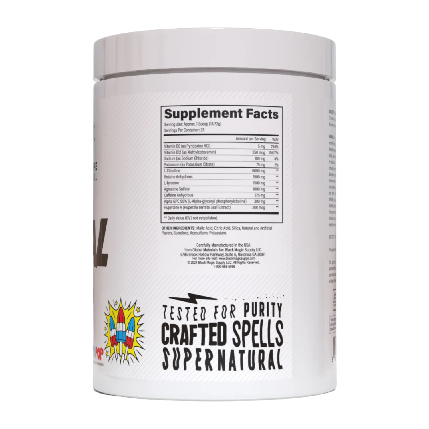 Black Magic Supply Black Magic | Ritual | High Stim Pre-Workout - Side View | Nutrastop